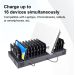 16-port, fast charging station, charge multiple devices, Apple iPad, iPhone, Android cell phones, tablets, laptops and Chromebooks etc.